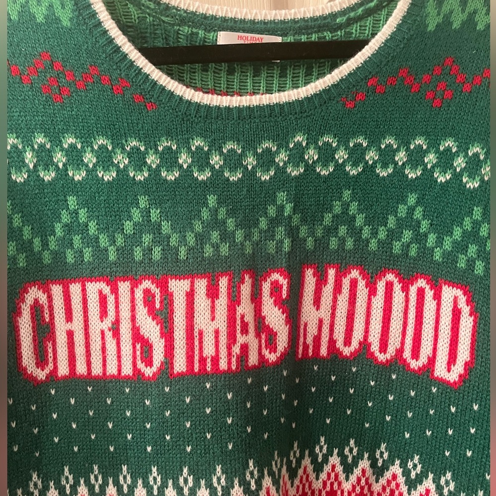 3XL Holiday Time Green and Red Crewneck Sweater